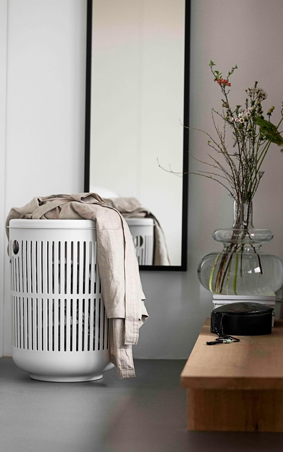 Modern Grey Laundry Basket 40×54cm | Ventilated Design | Stylish Home Storage