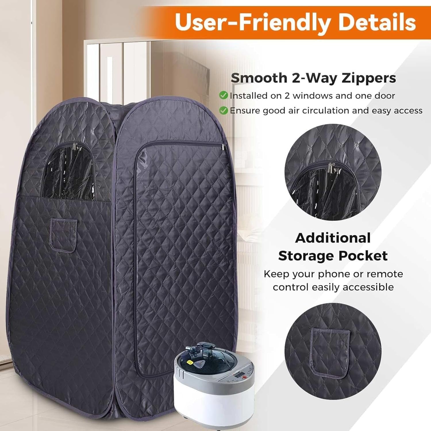 Portable Infrared Steam Sauna Tent Home Spa Pod 3L Generator Detox Slimming