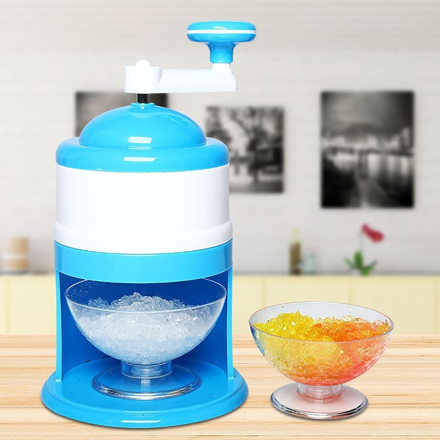 Manual Ice Shaver Crusher Portable Hand Crank Snow Cone Slush Maker