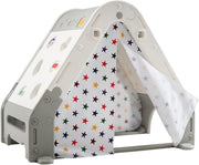 6 in 1 Kids Playhouse Activity Tent w Climbing Wall Hoop Board