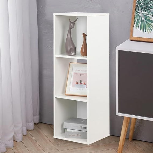 Modern 3-Tier White Cube Bookcase Storage Shelf Unit for Living Room Bedroom