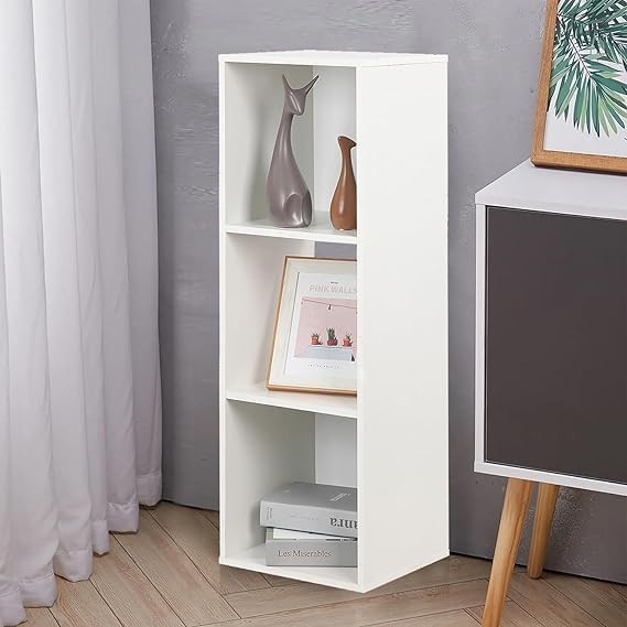 Modern 3-Tier White Cube Bookcase Storage Shelf Unit for Living Room Bedroom