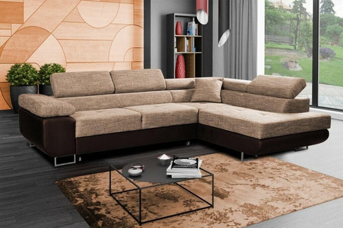 Modern Corner Sofa Bed with Chaise Storage L-Shape 250x150cm Brown