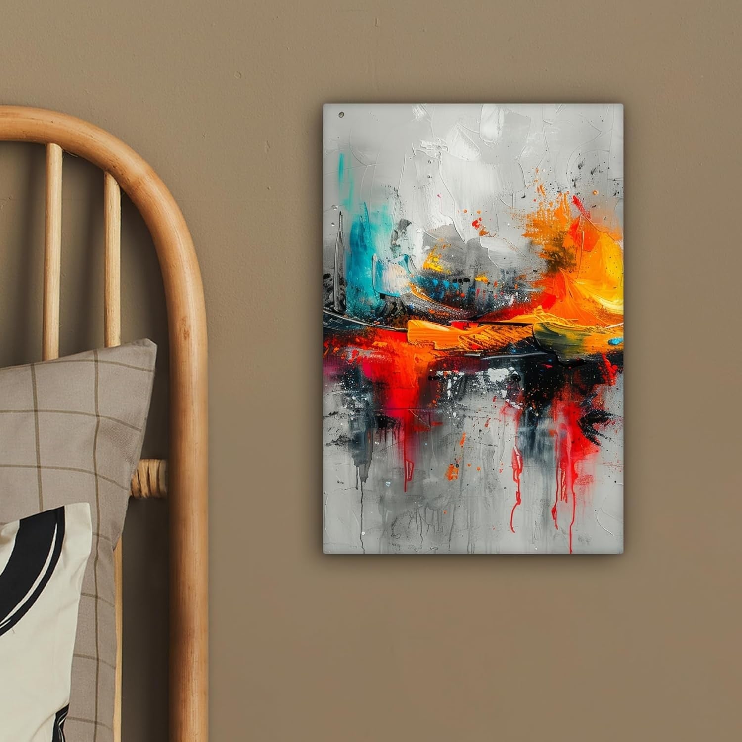 Abstract Canvas Wall Art 8x12” Modern Orange Grey Home Decor