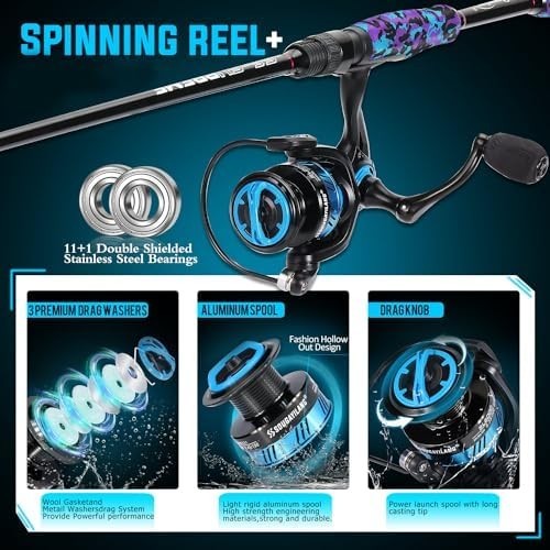 Spinning Rod & Reel Combo 2pc Carbon 210cm 11+1BB 25lb Drag