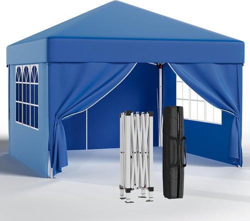 3x3M Blue Pop Up Gazebo With Removable Sidewalls Waterproof Outdoor Tent