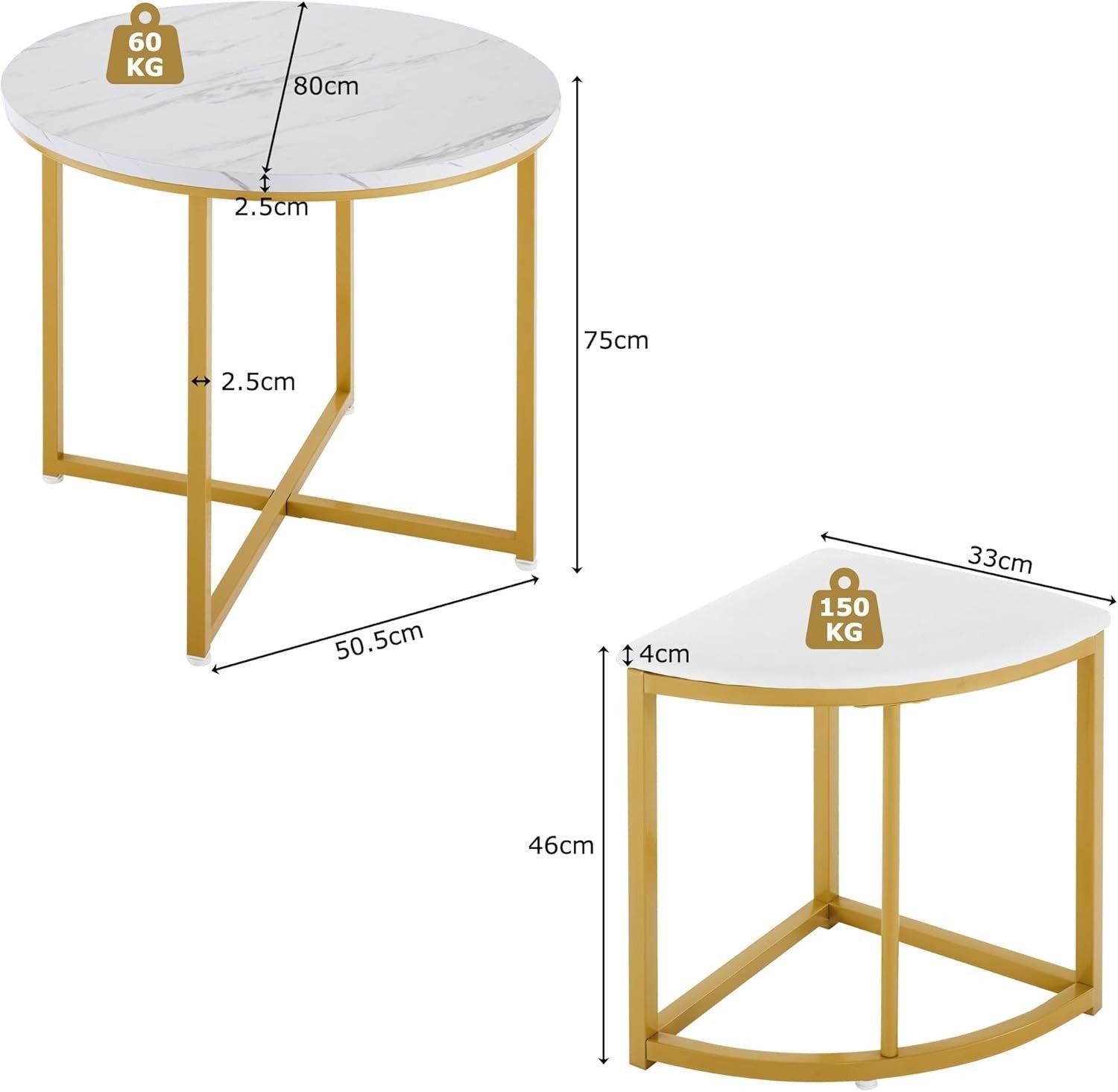 Luxury Gold Dining Table Set 4 Velvet Chairs Round White Modern Compact