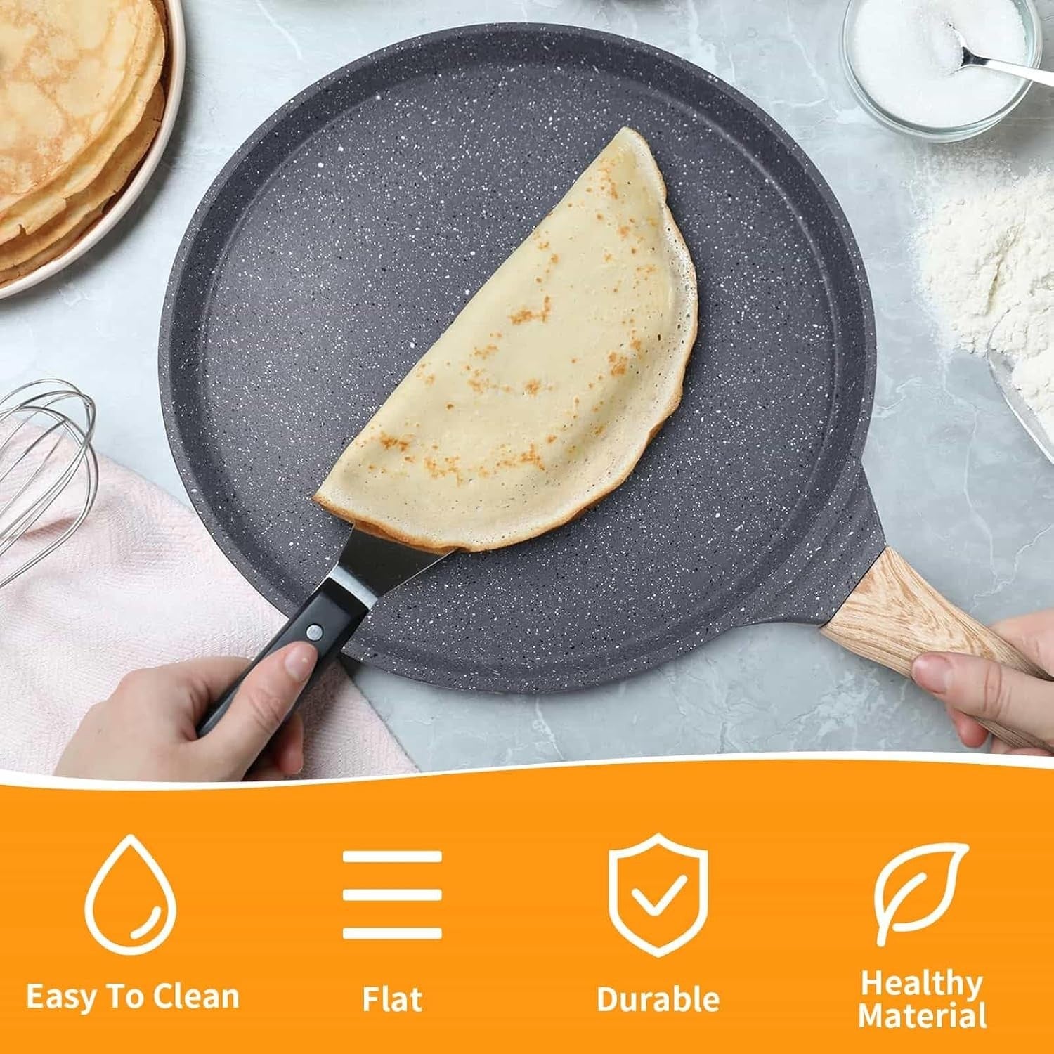 28cm Non-Stick Crepe Pan – Large Induction Pancake, Omelette & Roti Maker