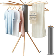 Wooden Clothes Airer Tripod Folding Laundry Drying Rack Portable Stand