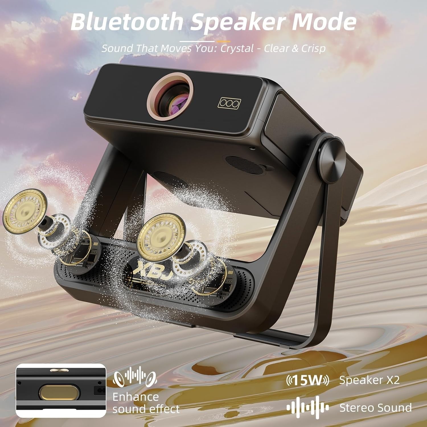 Touch Screen Smart Projector 1080P WiFi 6 Bluetooth Auto Focus 180°