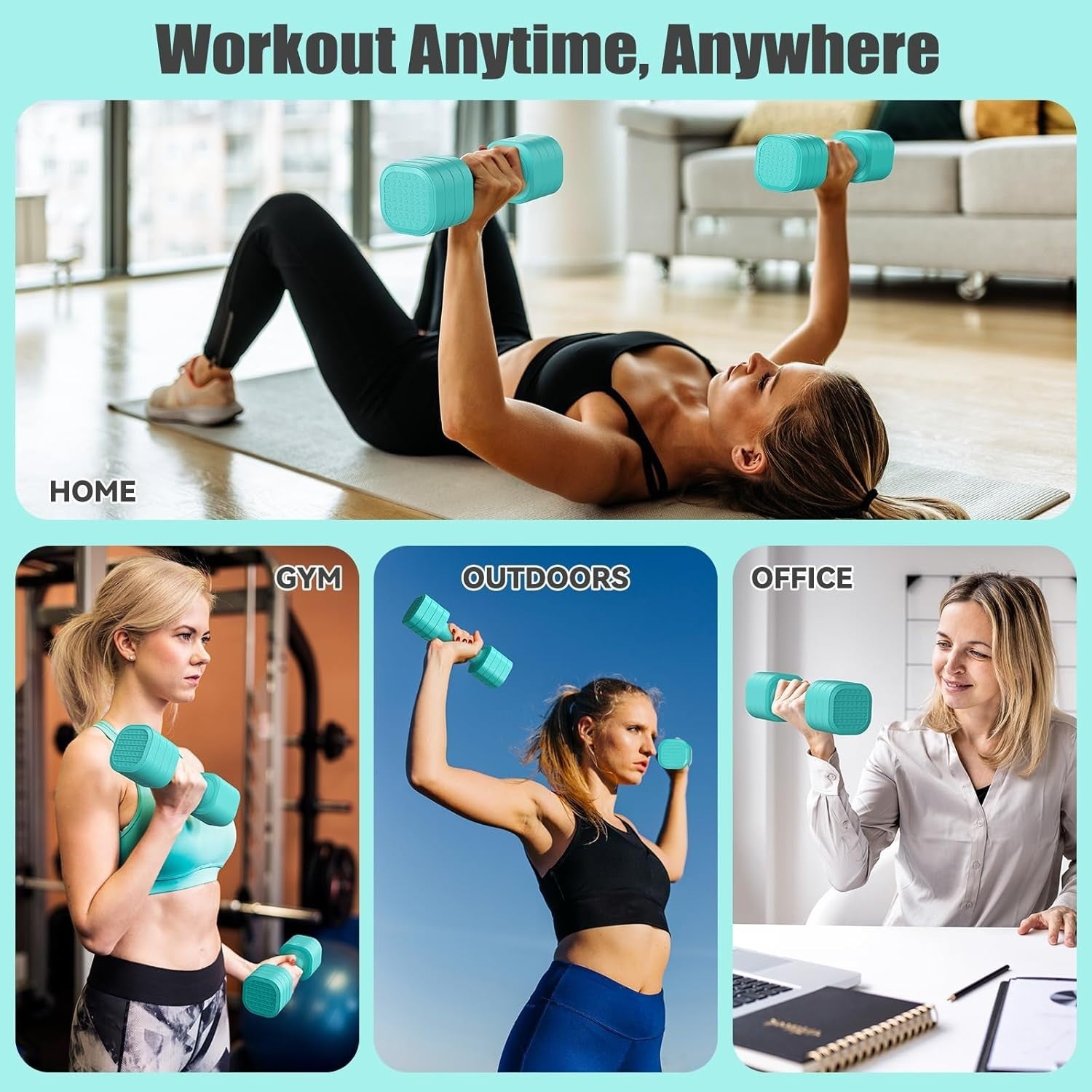 Adjustable Dumbbell Set for Women 2–5lb Pair Non-Slip 4-in-1 Home Gym