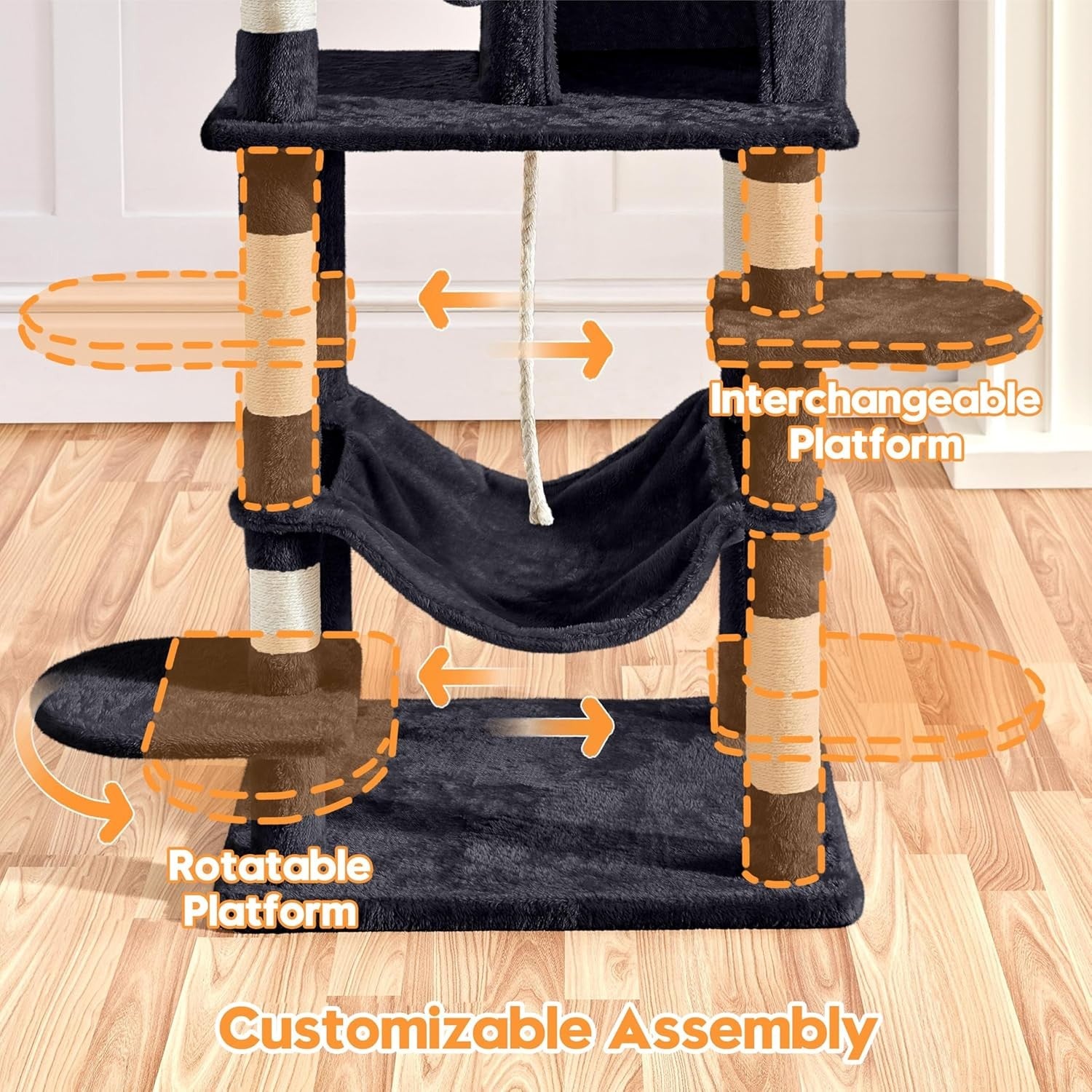 Large Cat Tree Tower 150cm Scratching Post Condo Hammock Climbing Centre