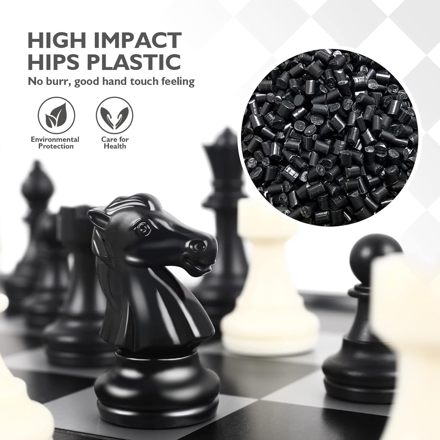 Portable Magnetic Travel Chess Set Foldable Board Black White Pieces Kids Adults
