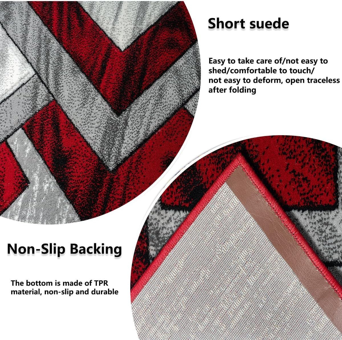 Large Red Abstract Area Rug 160x230cm Soft Modern Living Room Carpet