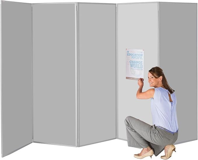 5 Panel Folding Room Divider Partition 1800x3000mm Office School Display Screen