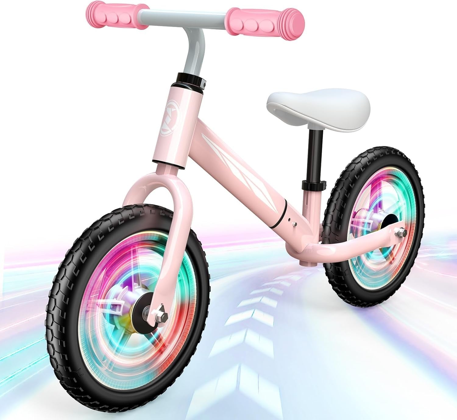 Kids Balance Bike LED Wheels Adjustable Seat Handlebar 2-5 Years Pink