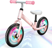 Kids Balance Bike LED Wheels Adjustable Seat Handlebar 2-5 Years Pink