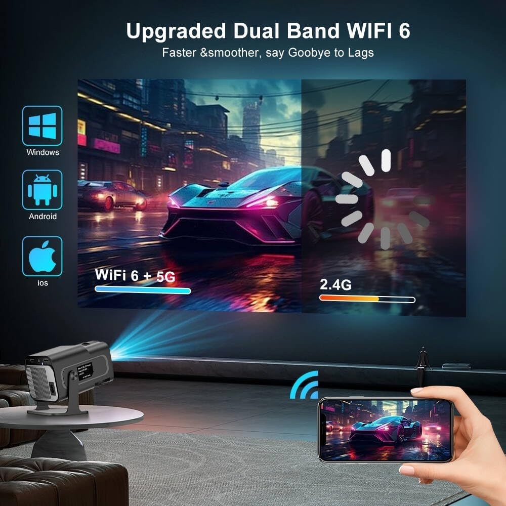 Short Throw Smart Projector 1080P 4K WiFi 6 Bluetooth Android