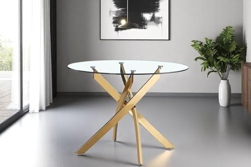 100cm Round Glass Dining Table Set 4 Seater Modern Kitchen & Dining Room White
