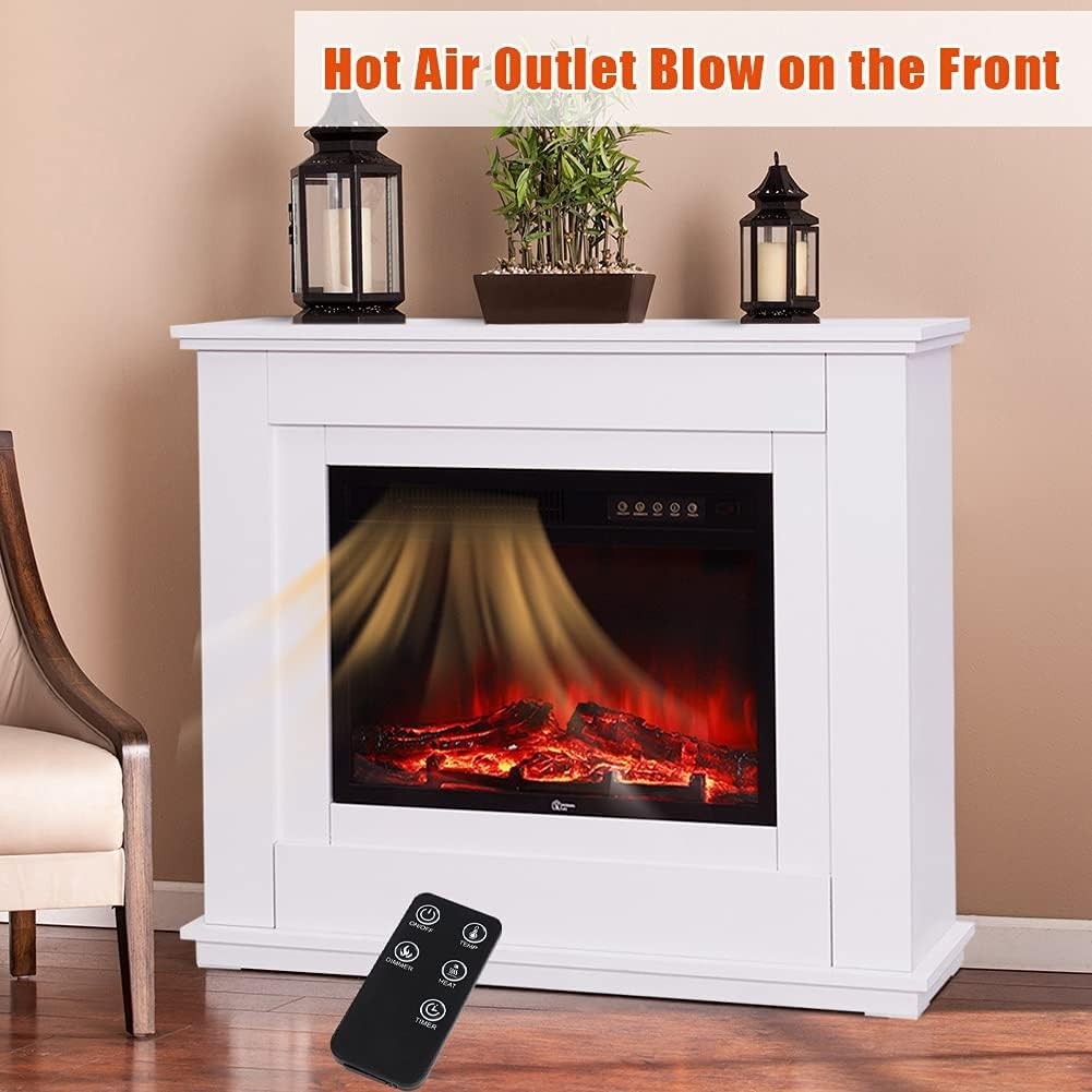40" Electric Fireplace Suite LED Heater Remote Modern Fire Surround