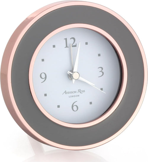 Silent Sweep Alarm Clock Rose Gold Modern Bedside Battery Clock