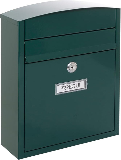 Lockable Wall Mounted Mailbox Green Steel Compact Waterproof Post Box