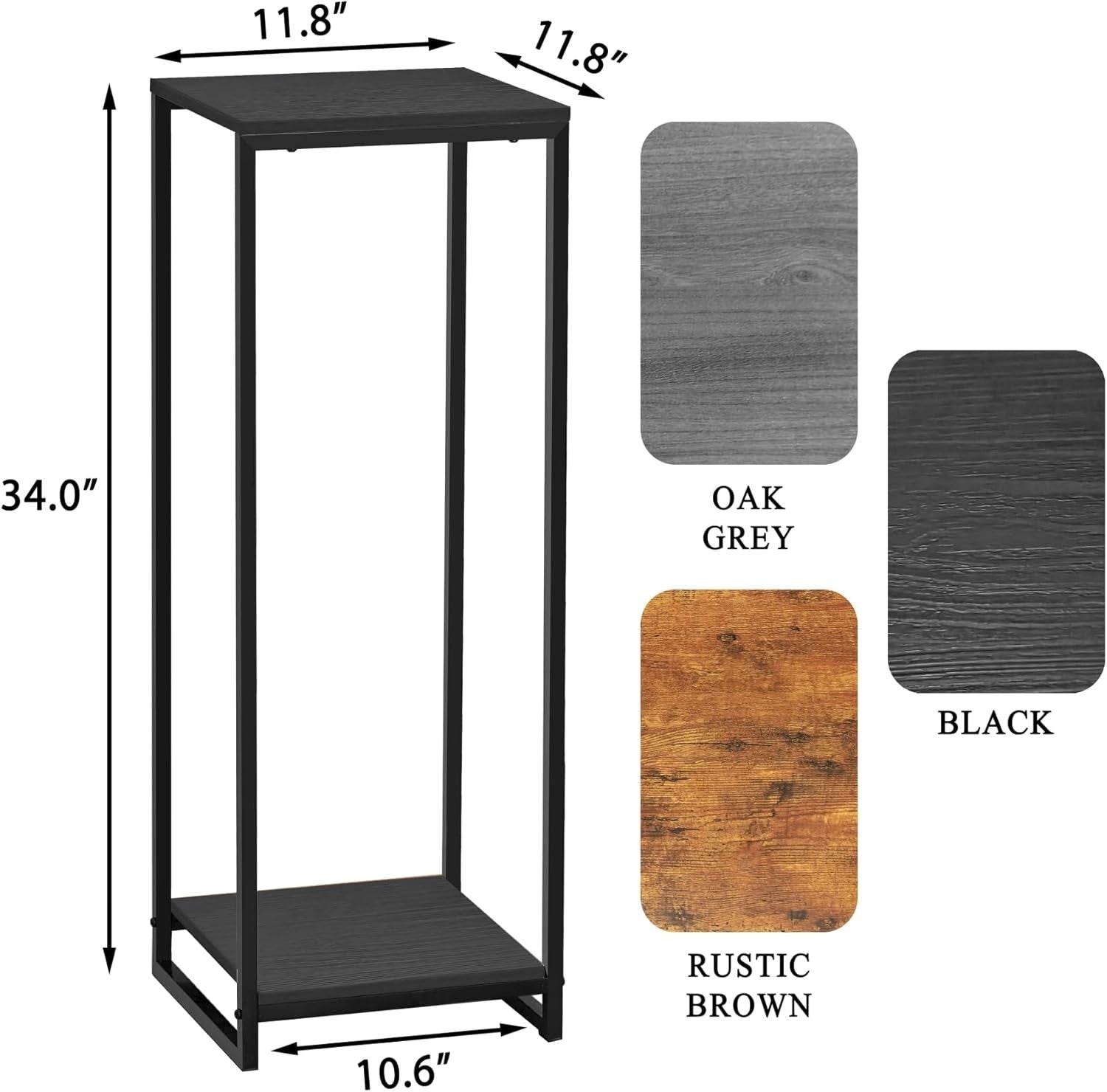 34" Tall 2 Tier Black Metal Plant Stand Modern Indoor Flower Pot Shelf