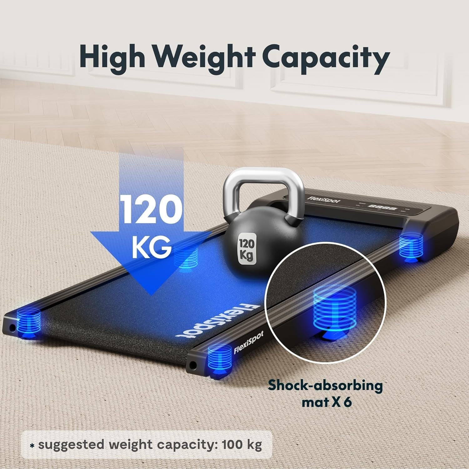 Compact Walking Treadmill for Home & Office | LED Display, Remote Control