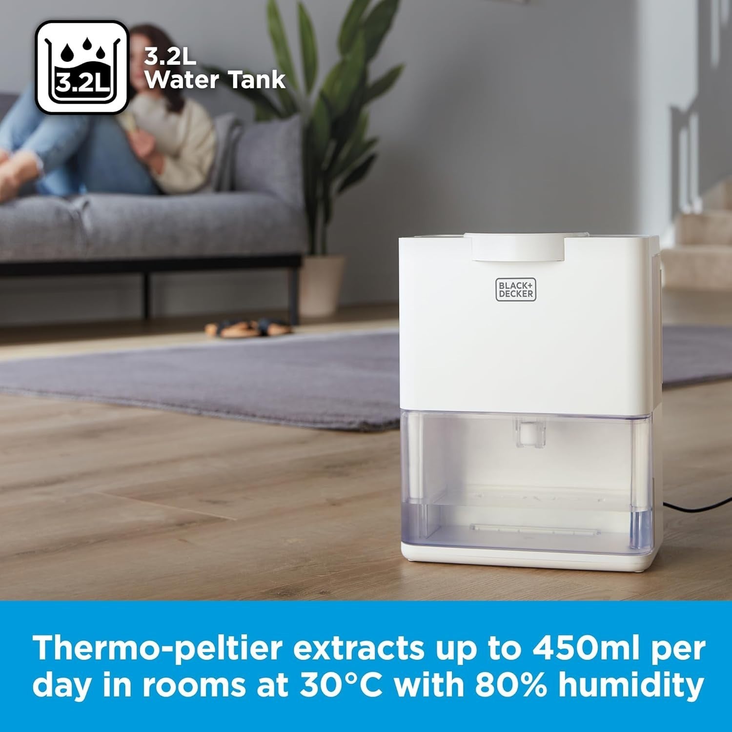 Smart Dehumidifier Air Purifier HEPA Quiet 3.2L Tank Timer App Control