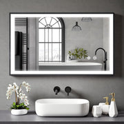 LED Bathroom Mirror 100x60cm Black Frame Dimmable Anti-Fog Touch Control