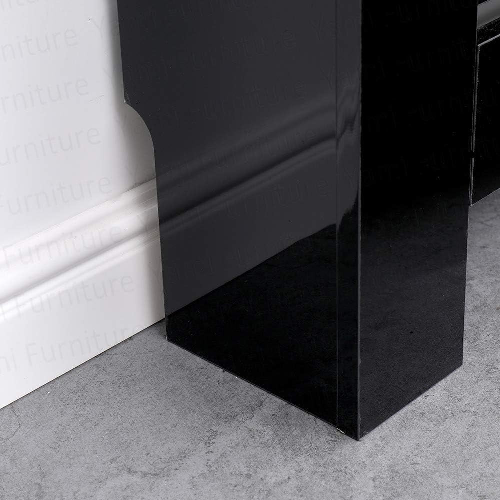 High Gloss Radiator Cover Modern Slatted Cabinet Medium Black