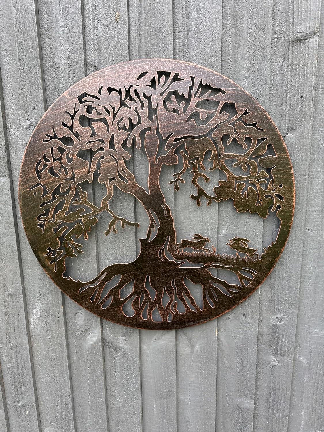 Bronze Tree of Life Wall Art 60cm Boxing Hares Indoor Outdoor