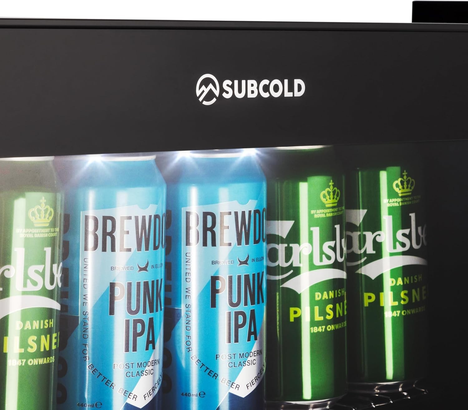 Mini Fridge 50L Compact Glass Door Drinks Cooler LED Touch Control Black