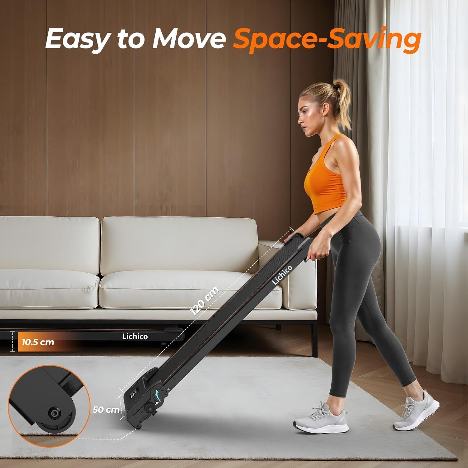 Under Desk Treadmill 0-9% Incline 40x100cm Running Belt Home Gym Quiet Motor
