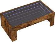 LED Infinity Mirror Coffee Table Smoked Oak – Modern RGB Lights 50D x 70W x 30H