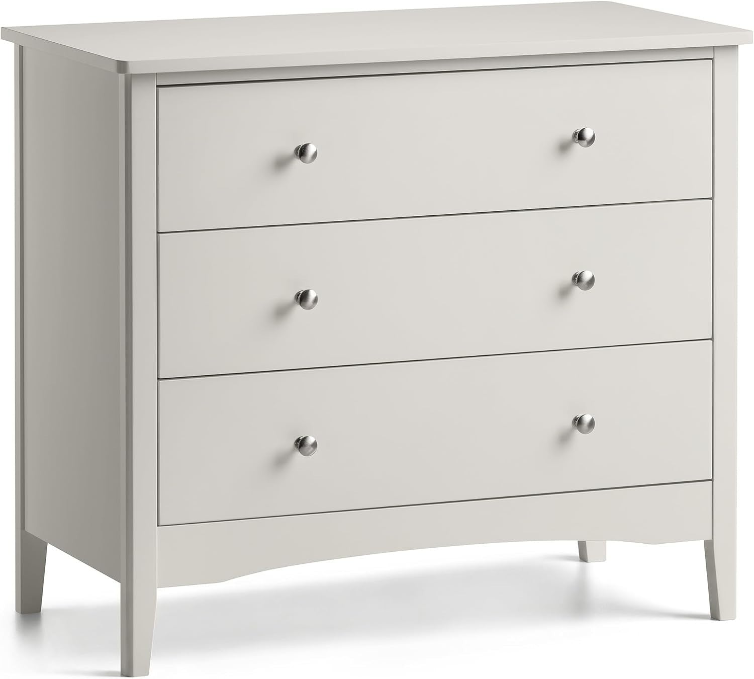 Natural 3 Drawer Chest, MDF Storage Unit, Chrome Handles, 80cm Wide