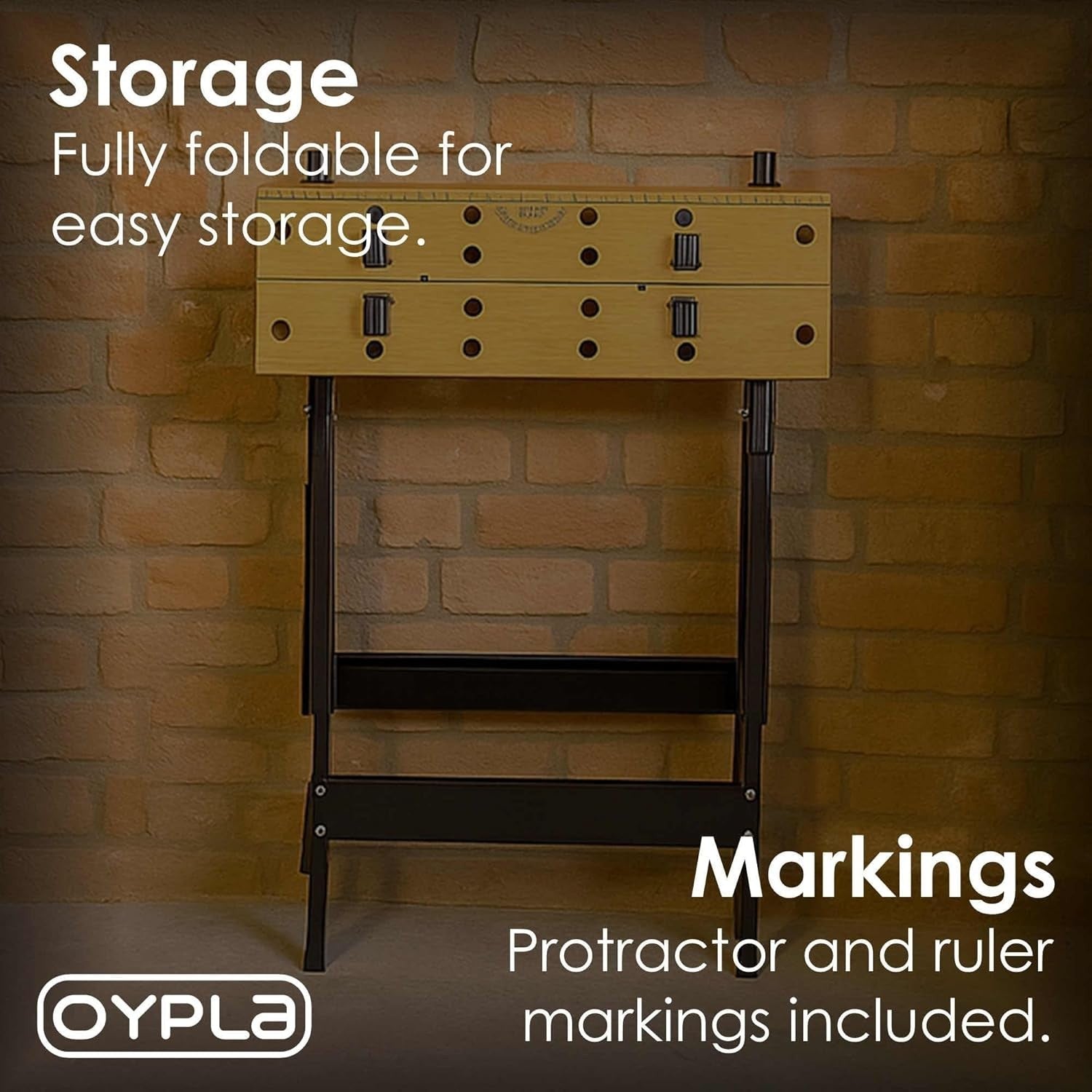 Folding Portable Workbench 100kg Capacity Steel Frame with Rubber Feet 75cm