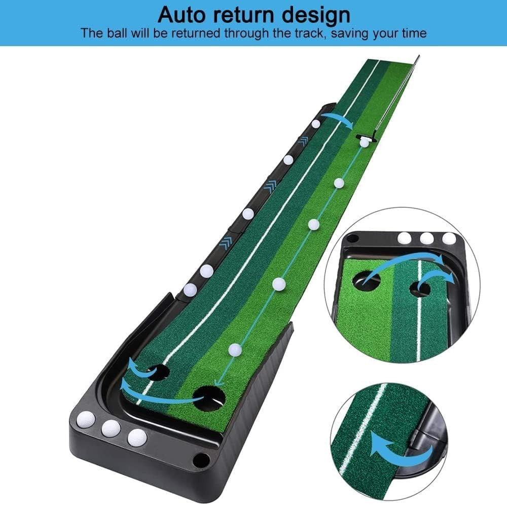 Indoor Golf Putting Green Automatic Ball Return Portable Practice Mat