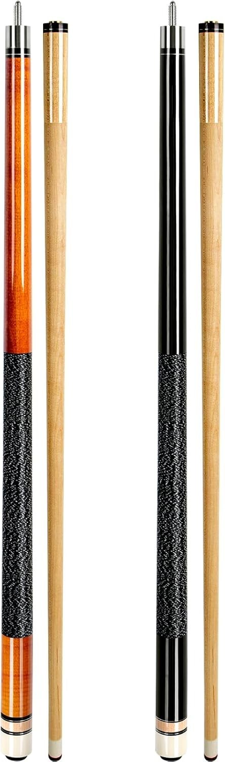 58in Pool Cue Set 2 Sticks 13mm Tip Canadian Maple 20–21oz Linen