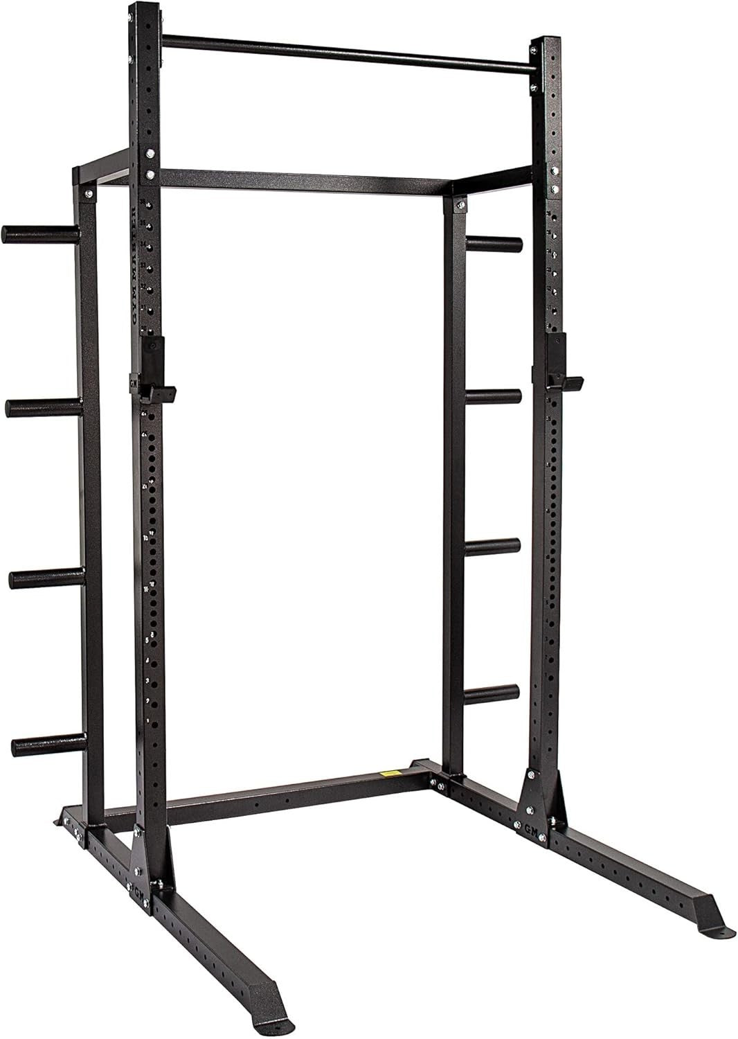 Half Power Rack Squat Cage Black with Pull Up Bar & Weight Storage