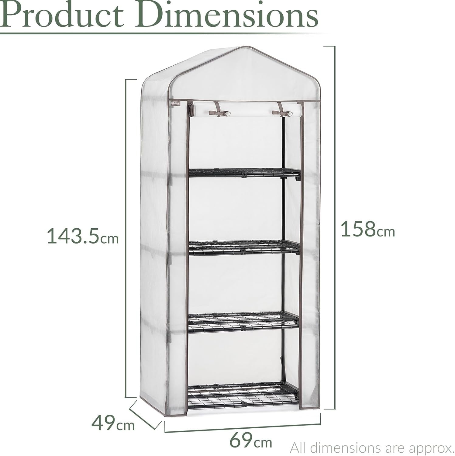 4 Tier Fleece Greenhouse Cover Extra Thick Frost Protection 49x69x158cm