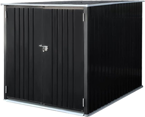 6.53x4.63FT Black Metal Garden Shed Lockable Tool & Bike Storage
