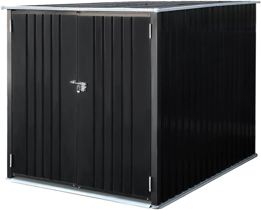 6.53x4.63FT Black Metal Garden Shed Lockable Tool & Bike Storage