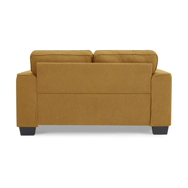 Mustard Boucle 2 Seater Sofa Deep Cushions Compact Modern UK Living Room