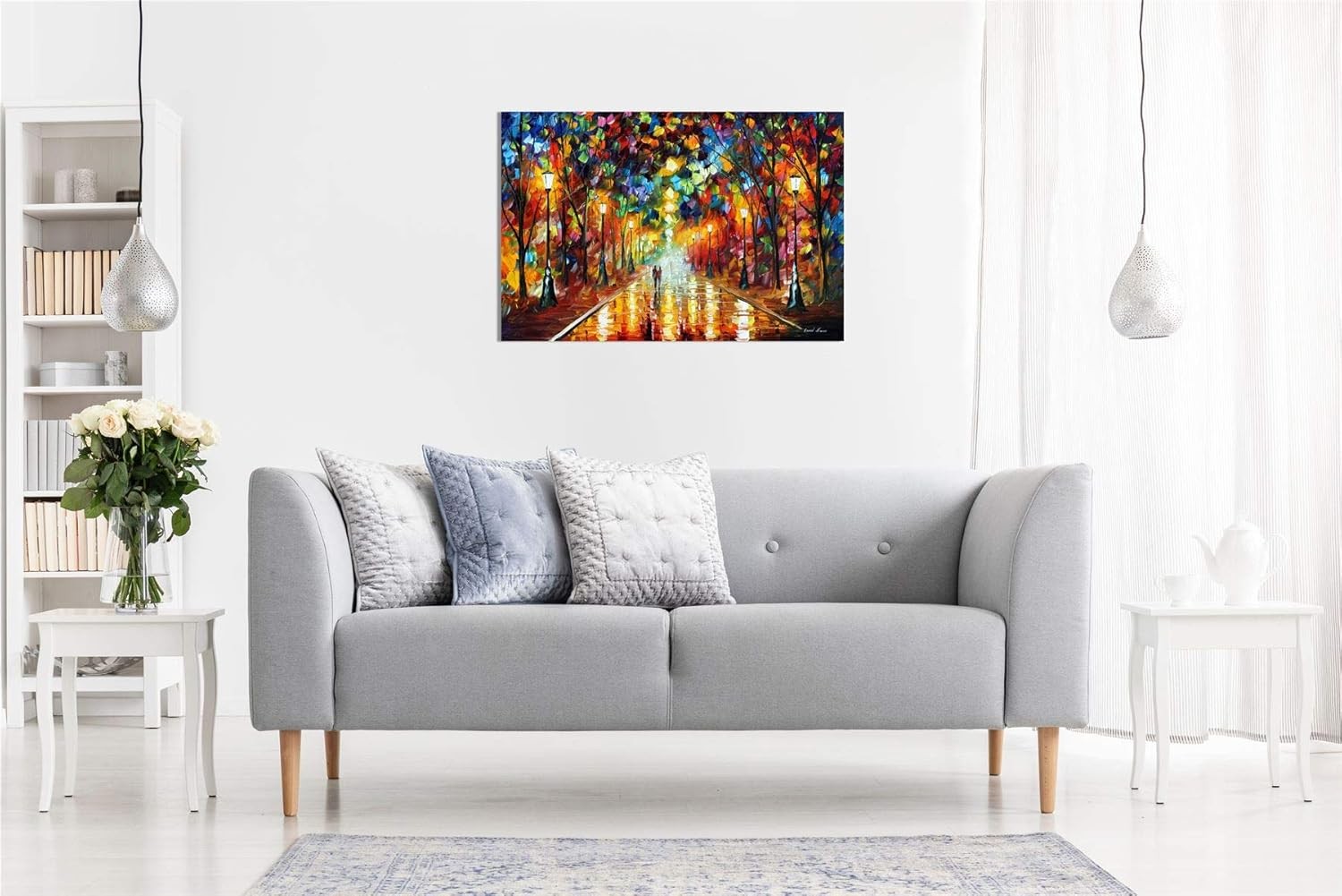 Large Autumn Forest Canvas Wall Art Colourful Pathway Modern Home Decor