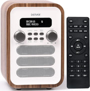 DAB Bluetooth Digital Radio Alarm Clock with Remote, White, 40 Presets