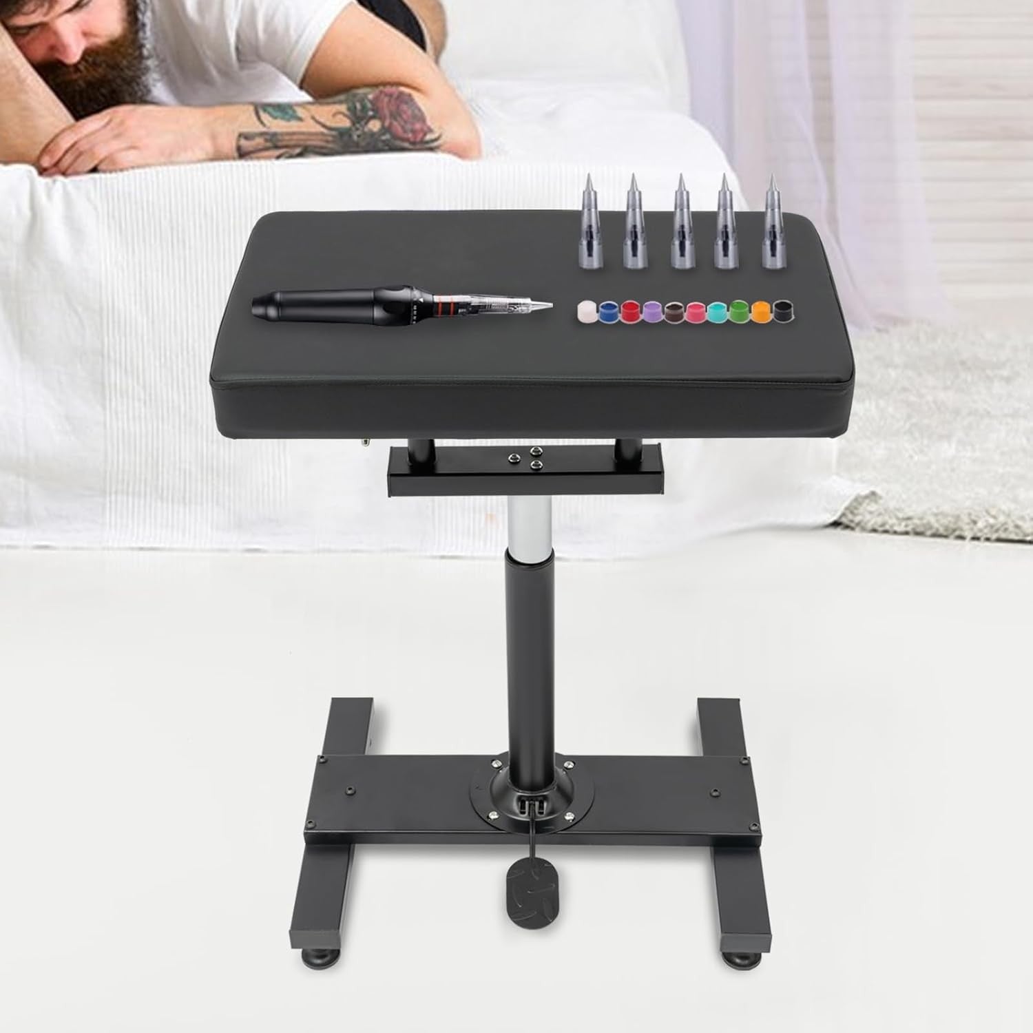 Hydraulic Lifting Tattoo Armrest Stand - Adjustable Height & 0-180° Angle & Max.