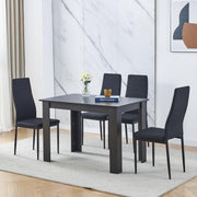 Modern Black Linen Dining Set 5-Piece | Compact Kitchen Table & Chairs