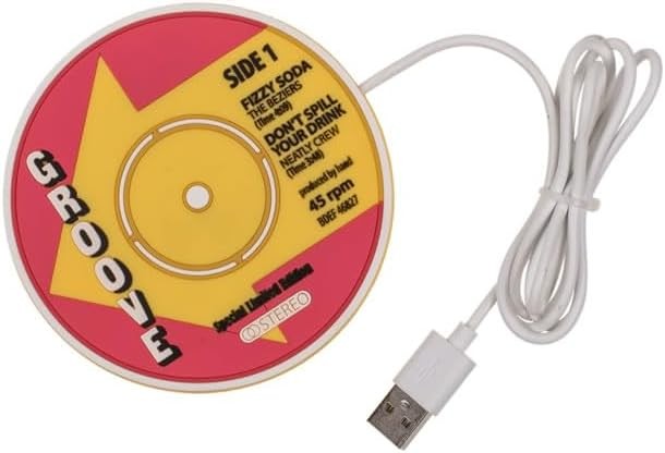 USB Cup Warmer 10cm Retro Vinyl Red Yellow Desk Heater