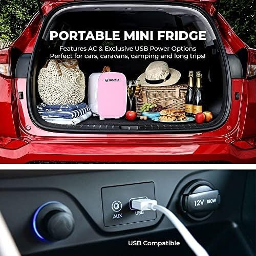 6L Mini Fridge Cooler USB & AC Portable for Bedroom Car Office Pink